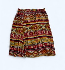 Gypsy Boho Style Geometric Red & Yellow Skirt UK Size 18 US 14 Knee Length