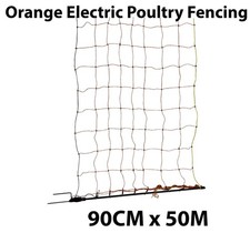 Electric Fence Poultry Chicken Netting Livestock 90cm x 50m Orange