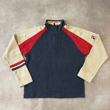 Fila 1/4 Zip Fleece Mens XL Vintage Pullover Sweatshirt, Navy Blue