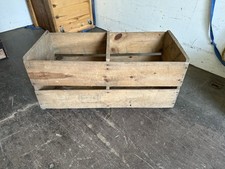 Vintage Crate Wood Storage Box Kitchen Logs Toys 2 Sections 