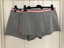 George Asda Pair Of Jersey Hot Pant Exercise Shorts 14 Grey With Pink Stripe