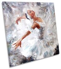Ballerina Dancer Paint White CANVAS WALL ARTWORK Square Art Print