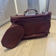 Quality Italian Brown Leather Travel Garment bag made in Italy + shoe bag 