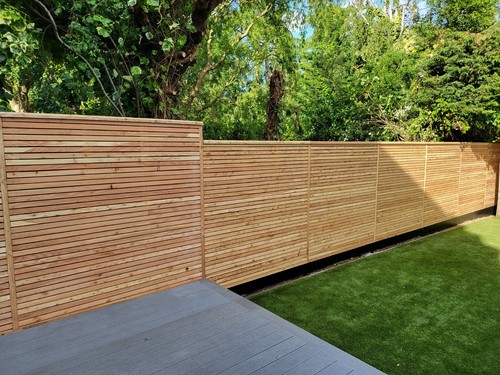 Larch slatted fence panels - slatted,