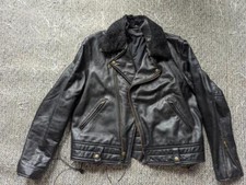 vintage DISTRESSED patina MOTORCYCLE leather jacket 46 black POLICE mad-max