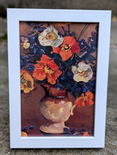 Vtg Impressionistic Oil Painting Vase Mary E Oddie Greeting Card Framed 1940's