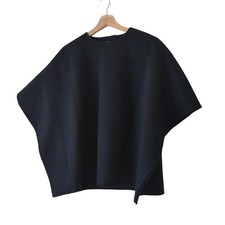 Frankie Shop Womens Top XS S Navy Blue Wool Batwing Poncho Heavyweight Sweater