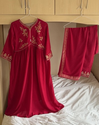Indian red frock kameez - indian,