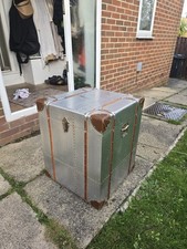Vintage Aviator Style Aluminium Trunk Bedside Tabel Storage Chest Box with Lock