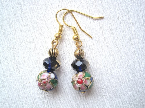 Cobalt blue cloisonné flower - cobalt,