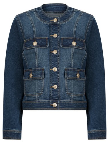 Women collarless denim - collarless,