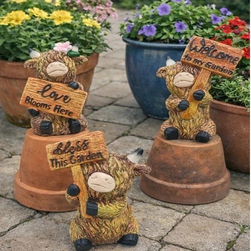 Highland cow garden ornaments - garden,