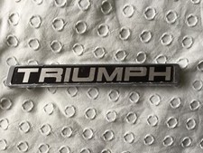 TRIUMPH in Italics, Classic Car Rear Badge Logo Emblem - Black & Chrome - J Fray