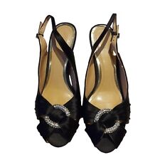 CLARKS Shoes Womens Size UK 6 Ankle Strap Heels Black Fabric Deep Water Sparkle