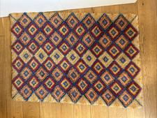 Vintage Handmade Rectangular Colourful Rag Proddy Clippy Rug Folk Art