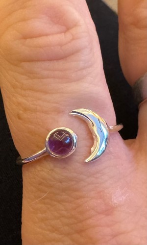 Amethyst dainty moon ring - amethyst,