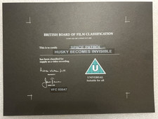 BBFC Black Certificate Card - 1963 Original Gerry Anderson Space Patrol S1E16