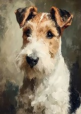 Vintage Airedale Terrier Oil