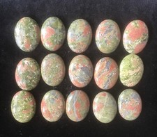 NATURAL SEMI PRECIOUS GEMSTONES WHOLESALE UNAKITE X 15  CABOCHONS 30MM X 40MM