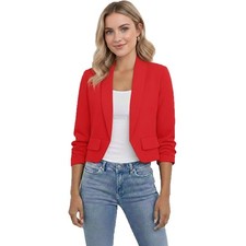 Womens Cropped Blazer Ruched