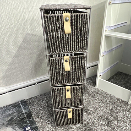 Grey wicker woven drawer - grey,