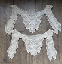 Vintage Ivory Floral Lace Collars-Net Appliqué Pair for Bridal, Costume, Sewing