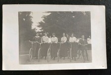 Real Photo Postcard c1916. Ladies with Bicycles. Antique photograph.