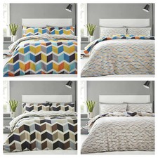 Reversible Geometric Zig Zag Print Duvet Quilt Cover Set - 2 x Colours Available