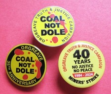 3 x Orgreave strike badges - Coal Not Dole, 35th & 40th anniversaries