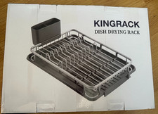 KINGRACK Dish Drainer Aluminium Compact Dish Drying Rack with Removable Drip