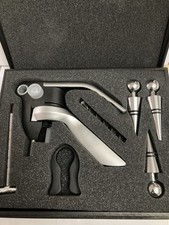 SCHILLER SOMMELIER CORKSCREW SET BOXED FOIL CUTTER,CORKSCREW,THERMOMETER,STOPPER