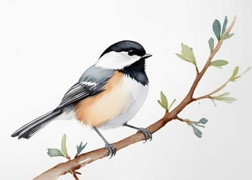 Aceo chickadee art print - aceo,