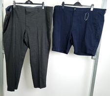 M&S Men's Charcoal Trouser Navy Shorts 2xBundle Size 50"Short NWOT F2