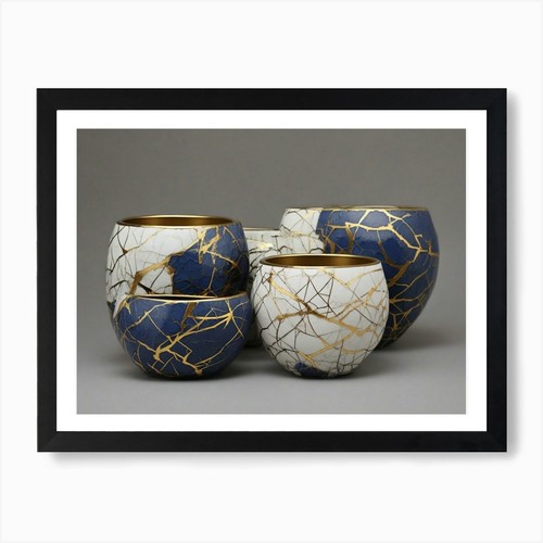 Blue and gold vase - gold,