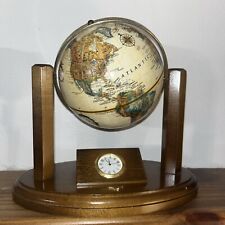 VTG Keebler Desk Top World Globe Clock W/ Wooden Stand MCM  Needs New Battery
