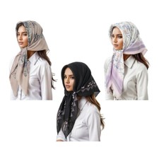Comfortable Turkish Head Scarf Flower Printing Head Covering for Muslims Women