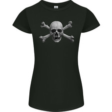 The Jolly Roger Skull Pirates Sailing Sailor Womens Petite Cut T-Shirt