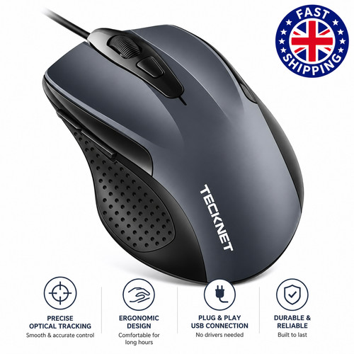 Tecknet usb wired mouse 6400 - usb, mouse,