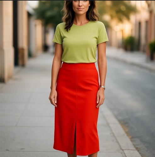 Skirt straight midi front slit - skirt,