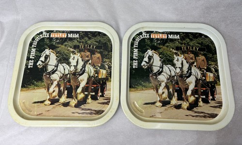 Pair vintage tetley metal - vintage,