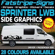 to fit MERCEDES SPRINTER LWB GRAPHICS STICKERS STRIPES RACE CAMPER VAN MOTORHOME