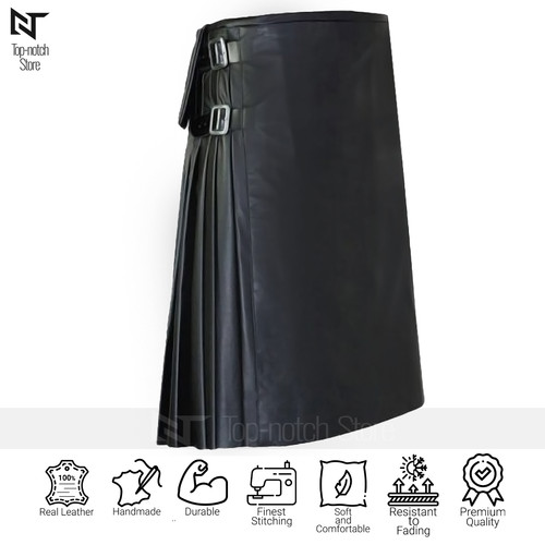 Men genuine cow leather kilt - men's,