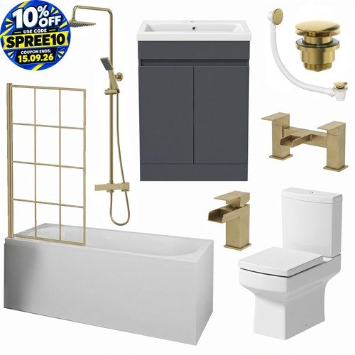 Complete bathroom suite brass - suite,