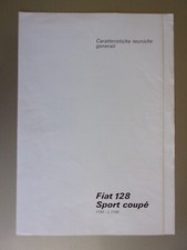 FIAT 128 SPORT COUPE 1100 & L1100 orig 1972 Technical Specs Brochure - Italian