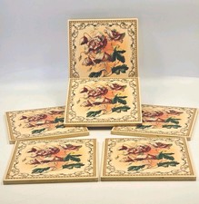 Handpainted Tiles by H & R Johnson with  Chrysanthemum Design 15cm x 15cm
