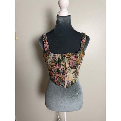 Floral tapestry corset top - floral,