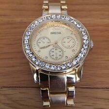 Breda Men's Ladies Unisex Gold Dial Tone Watch 5169 crystal rhinestones
