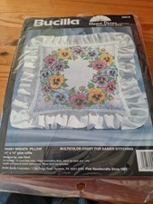 bucilla pansy wreath pillow