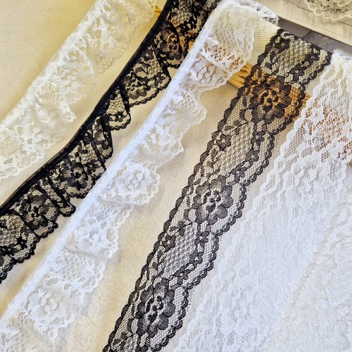 Flat floral lace trim edging - floral,