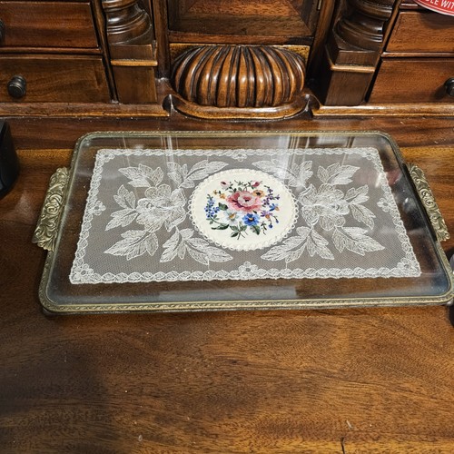 Vintage vanity tray brass - vanity,